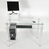 RTA Home and Office Glass Top Computer Desk