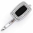 14Kt White Gold Black Onyx and Diamond Motif Tuxedo Stud