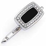 14Kt White Gold Black Onyx and Diamond Motif Tuxedo Stud