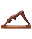 Yoga Statue: Hand Carved Downward Dog Yoga Pose (Asana) Suar Wood Statue by Balinese Artists