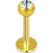 14 Gauge 3/8 Light Blue Gem Gold Plated Labret Monroe