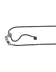 BRI Jewelry Sterling Silver Black Adjustable Sparkle Chain - Made in Italy - Nickel Free - 1.5mm 22 Inch