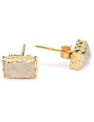 Katie Diamond "Whitney" Moonstone Center Stud Earrings