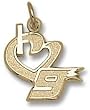 Driver Number "I Heart 9" 1/2" Charm/Pendant -14K/10K, Stainless Steel or Gold Plated