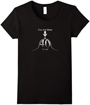 Women's Over the Hill 40 Years Birthday Tshirt by ZINEZ Small Black