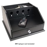Gadget Smarts WBP400 Classic 4 Wood Organizer & Charging Station w/Power Strip (Black) - Charge Electronics in One Spot!
