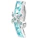Top Mount Sterling Silver 925 Aqua X Cubic Zirconia Belly Ring