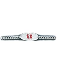 Sterling Silver Medical Alert ID Curb Chain Bracelet - Length 8 Inch