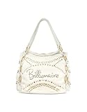 Billionaire White Rhinestone Logo Double-handle Studded Bag