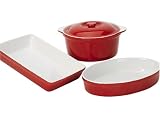 Ethos Hells Kitchen Oven to Tableware, Red & White, 3 Piece, in Coloured Box