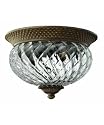 Hinkley 4102PZ, Plantation Round Glass Flush Mount Lighting, 2 Light, 120 Total Watts, Bronze