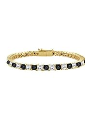 Black and White Diamond Princess-Cut Tennis Bracelet 14K Yellow Gold 3.00 CT Diamonds