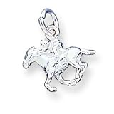 Sterling Silver Horse w/Rider Charm with 20 inch Sterling Silver Chain
