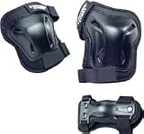 Boys Junior Knee Pads, Elbow Pads & Wrist Guards - Triple Pad Set AC750 - Black - Medium (7-10yrs)