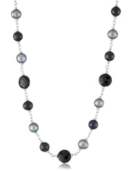 Honora "Skinny Jeans" Black Freshwater Cultured Pearl with Black Onyx Toggle Necklace, 18"