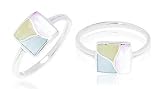 Tricolor Mother of Pearl Right Hand Ring Sterling Silver
