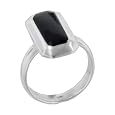 Size 7 Elongated Rectangular Onyx Sterling Silver Jewelry Fashion Ring