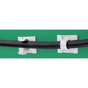 WHITE gloss coated aluminium self-adhesive cable clips - 10 large open arm/ethernet clips for indoor use
