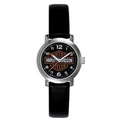 Harley-Davidson&reg; Bulova Women's Watch, Leather strap, Black Dial, Harley&reg; Logo. 76L10