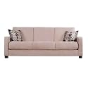 Handy Living CAC1-S4-AAA82 Cabo Living Room Convert-A-Couch Microfiber Sleeper Sofa, Khaki With 2 Decorative Mocha Circles Throw Pillows