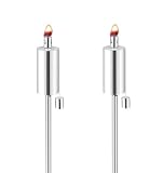 Anywhere Garden Torch - Stainless Steel Cylinder Shape Tiki Torch (2 Pack)