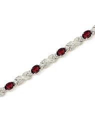 10kt Yellow Gold Oval Garnet and Diamond Bracelet