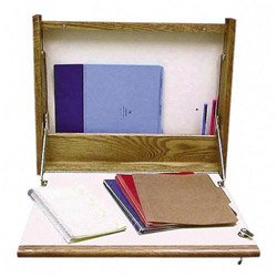 Wall Desk, Fold-up, Lock, Key, Pen/Pencil Holders, Oak/Beige
