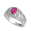 Sterling Silver Ring - Clear CZ and Ruby - Oval - Prong Set - 11 mm x 4 mm, Sizes 4-9 Sterling Silver Ring - Clear CZ and Ruby - Oval - Prong Set - 11 mm x 4 mm, Sizes 4-9