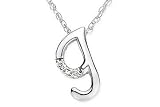 14k White Gold Initial G Diamond Pendant w/Chain