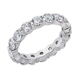 14k White Shared Prong Eternity 4 Ct Diamond Band Ring - Size 7.0