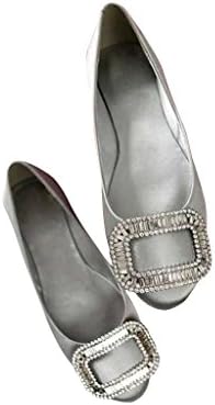 CHRIS HEELS Silver Candidate Veau Velours Strass Plats Women's Slip-on Ballet Shoes