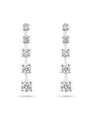 1/4 Cts Diamond Journey Earrings in 14K White Gold