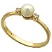 14Kt Yellow Gold Pearl With Two Side Diamond Ring