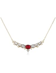 Downton Abbey "Jeweled Heirlooms Boxed" Gold-Tone Crystal Oval Collar Ruby Center Pendant Necklace, 16"