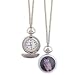 ZAD Round Owl Photo Locket Necklace Watch on LONG Silver Chain
