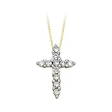 10K Yellow Gold 1/4 ct. Diamond Cross Pendant with Chain