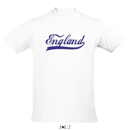 T-Shirt England Oldschool LÄNDERSHIRT EM / WM FAN Trikot S-XXL , White – blau , M
