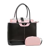 Day-Timer Pink Ribbon Leather Laptop Tote, 48473 - Black