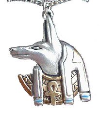Egyptian Anubis Amulet for Guidance Silver-Tone Pewter Pendant Necklace