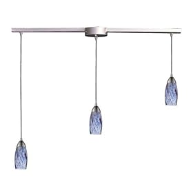 Milan - 3 Light Kitchen Island Pendant Track Lighting Fixture - Brushed Nickel - Blue... by ELK Lighting