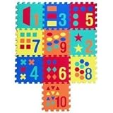 Bodenpuzzle Puzzlematten 10 Teile - Zahlen + Formen, 1,0 m2 Gesamtfl&auml;che, Spielteppich - WIKY