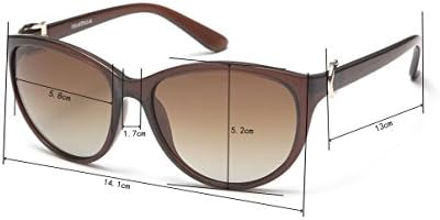 Polar Solar Women's UV400 Protection Polarized Round Sunglasses,Gift Idea (Shiny Black Frame+Shiny Black Arm+G.Grey Lens)