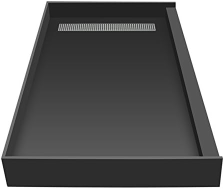 Tile Redi RT3460R-PVC-BN3 Shower Pan with Right Drain- Single Curb Shower Base, 2" PVC Drain, and Grate Included, 60" Width x 34" Depth