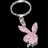 Pink Rhinestone Playboy Bunny Key chain