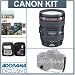 Canon EF 24-105mm f/4L IS USM AF Wide Angle Telephoto Zoom Lens kit,Canon U.S.A. Warranty with Tiffen 77mm Wide Angle Filter Kit, Lens Cap Leash, Professional Lens Cleaning Kit,
