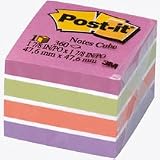 Post-it Notes, Original Cube, 2 Inches x 2 Inches,Green,Blue and Pink, Sweat Pea Colors 400 Sheets per Cube, One Cube per Pack (2051-AU)