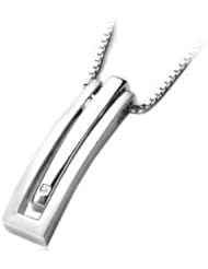 Silver with Diamonds - Silver Two Tone Princess Diamond Pendant