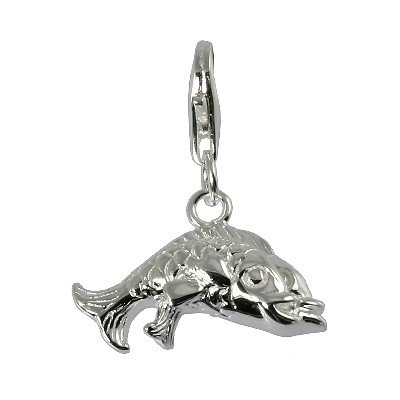 SilberDream 925 Sterling Silber Charm Sternzeichen Fische Anhänger für Armband Kette Ohrring FC7103 Silber Charm