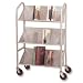 Buddy Products 54143 Sloped-Shelf Book Cart, Three Shelves, 26w x 16d x 41-1/2h, Gray