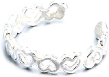 (TR1)Pure Sterling Silver Heart Design Toe Ring, Includes Gift Pouch.